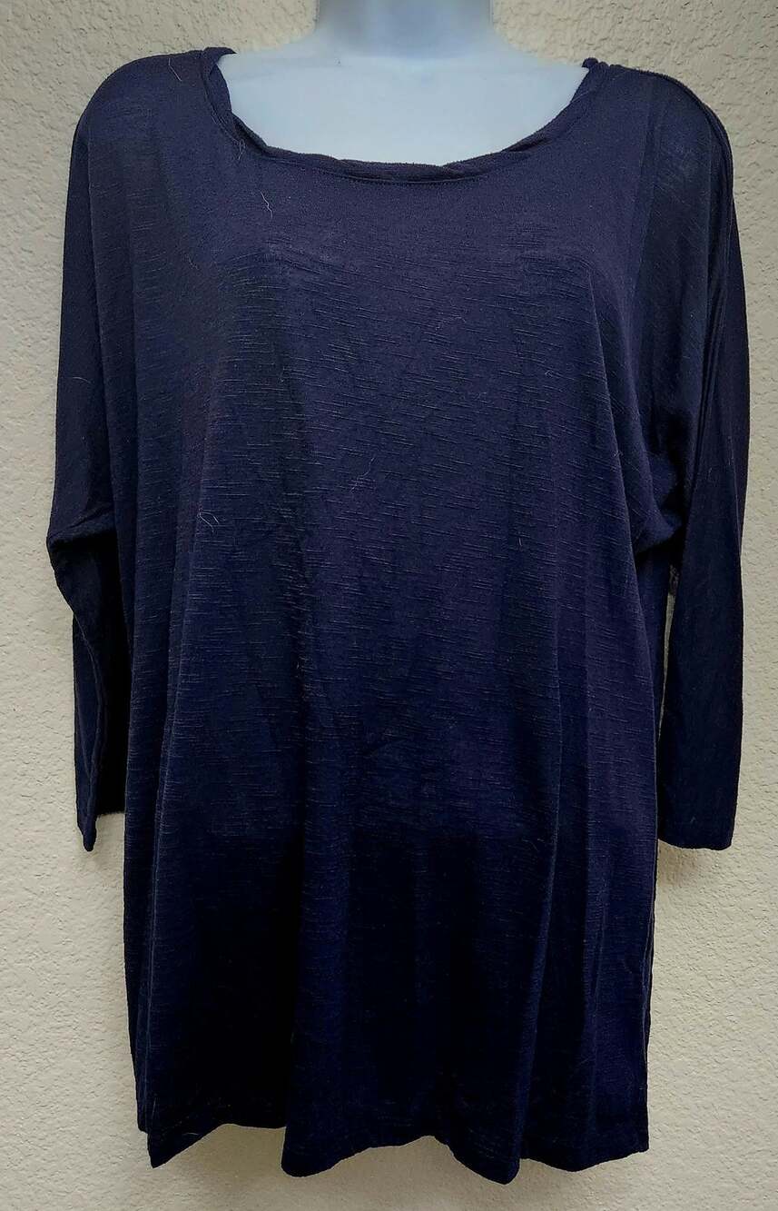 Cato Navy Blue Dolman Long Sleeves Top Large Lightweight Soft Stretch Round Hem